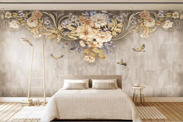 Floral bedroom wall mural