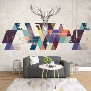 Nordic Abstract Geometric Triangle Deer Wall Mural