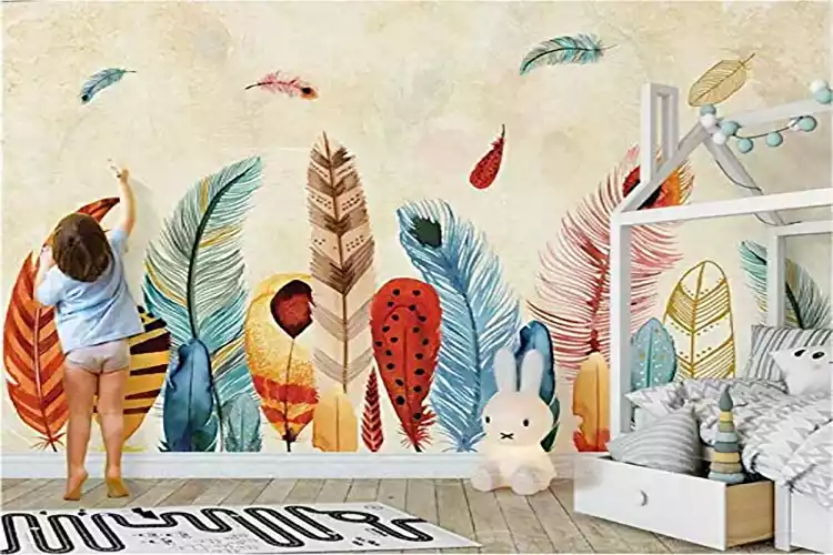 Simple Watercolor Feather Wall Mural