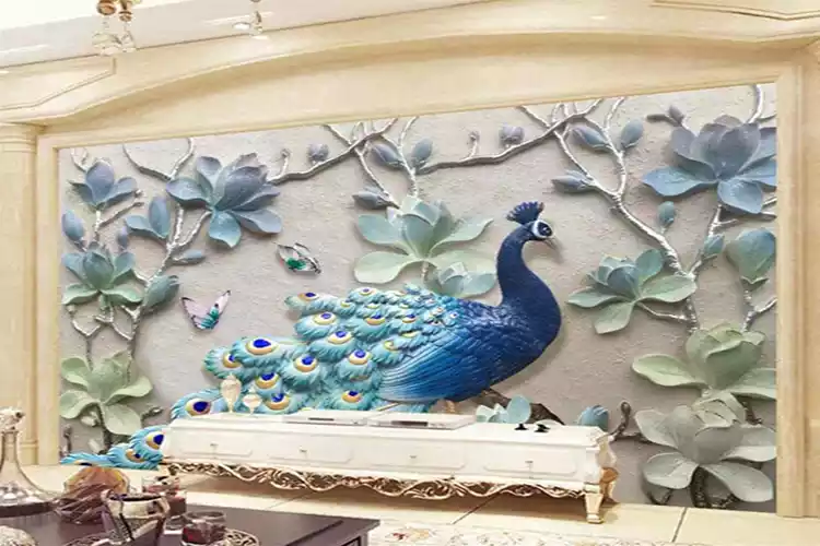 3D Peacock Wall Mural