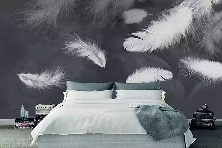 White Feather Bedroom Wall Mural