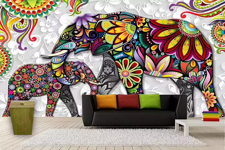Colorful Elephant Wall