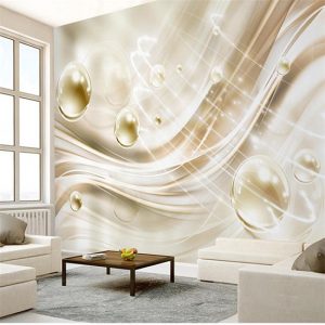 Golden Circle Ball Stripes Modern European Style Living Room Wallpaper