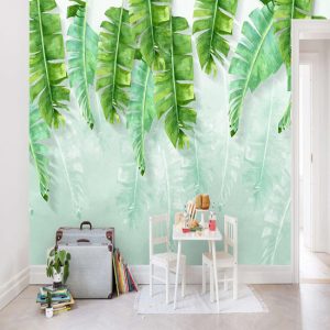 3D Leaf Wallpaper, Green Wall Mural, Tropical Wallpaper