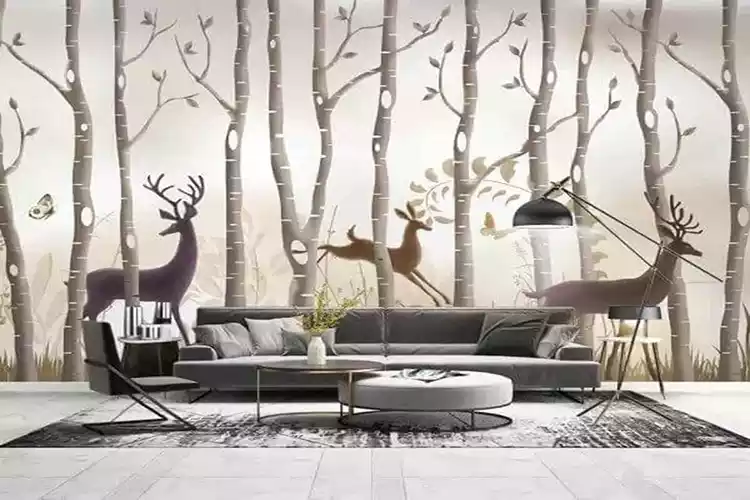 Silk Deer Living Room Wallaper